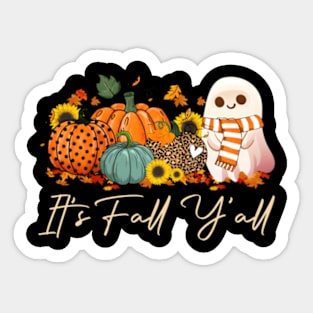 It'S Fall Y'All Boo Ghost Leopard Pumpkin Halloween Sticker